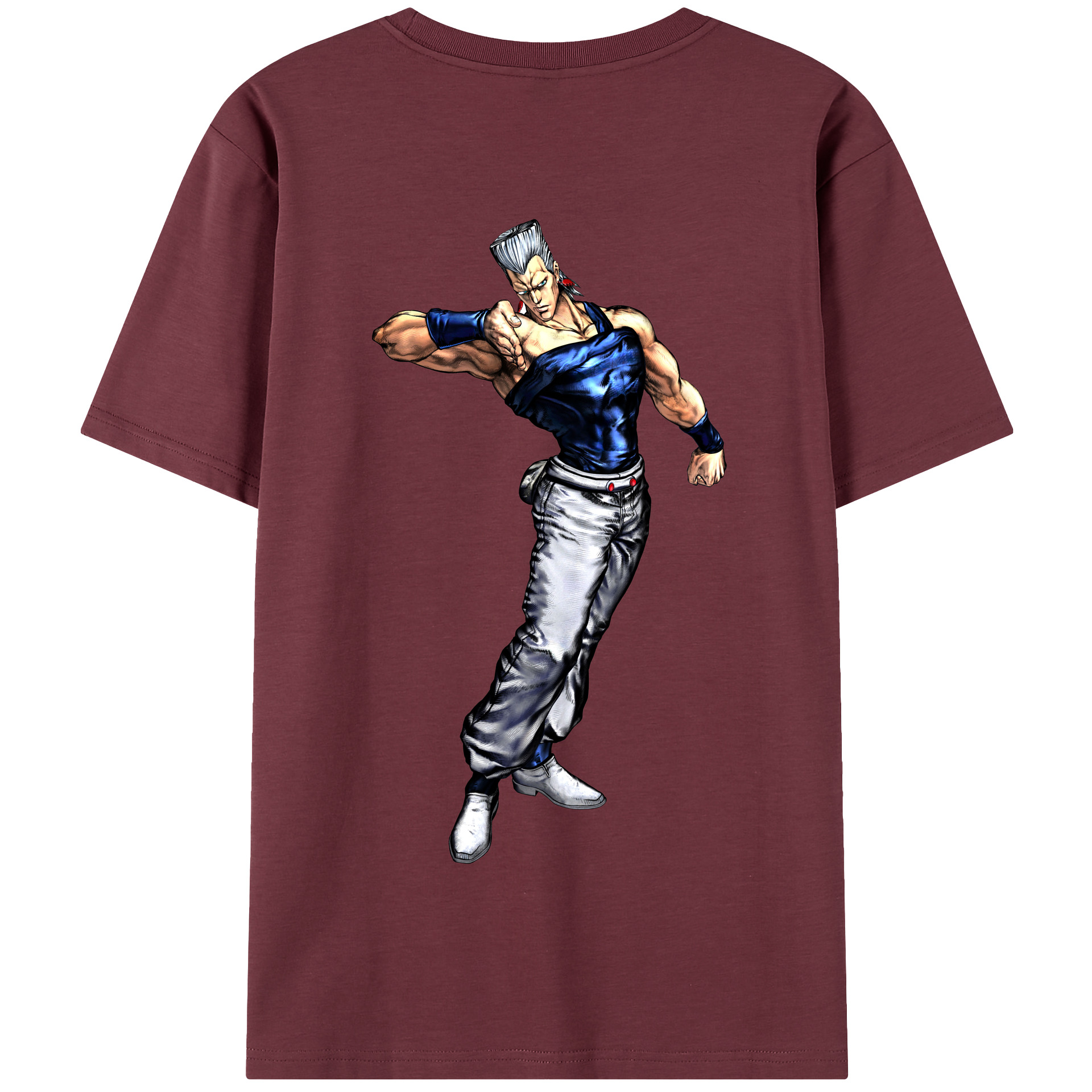（画像用） ジョジョの奇妙な冒険 ジャン＝ピエール?ポルナレフ JoJo's Bizarre Adventure Jan Pierre Polnareff 綿100％半袖Tシャツ（背面プリント）
